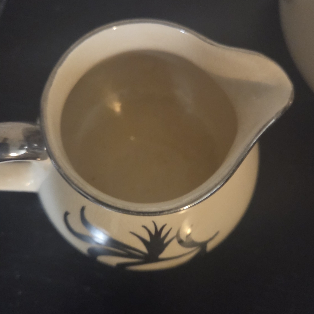 Cream and Black Ceramic Tea Set - Picture 4 of 9